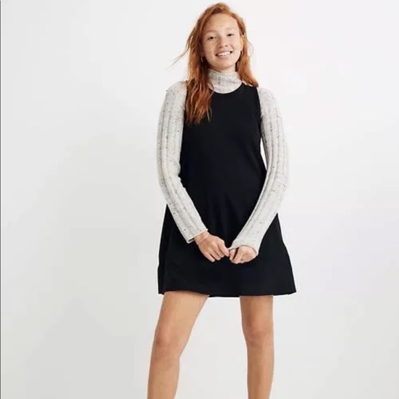 Robe Madewell En Crêpe Avec Détails Cuir - Taille 2XS Noir - Occasion Très Bon état